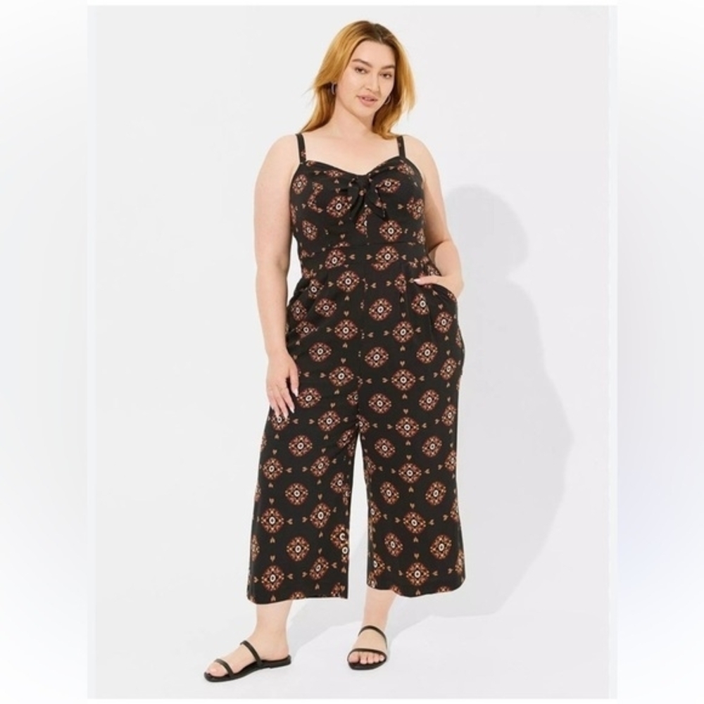 Torrid Black and Orange Geometric Jumpsuit